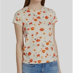 Rag & Bone Women's Ivory Floral Graphic Short-Sleeve floral tee size M